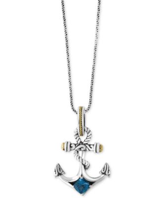 EFFY® Balissima Blue Topaz Anchor Pendant Necklace (7/8 ct. t.w.) in ...