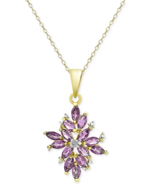 image of Amethyst (1-3/4 ct. t.w.) and Diamond Accent Cluster Pendant Necklace in 18k Gold-Plated Sterling Silver