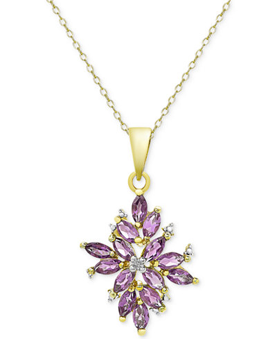 Amethyst (1-3/4 ct. t.w.) and Diamond Accent Cluster Pendant Necklace in 18k Gold-Plated Sterling Silver