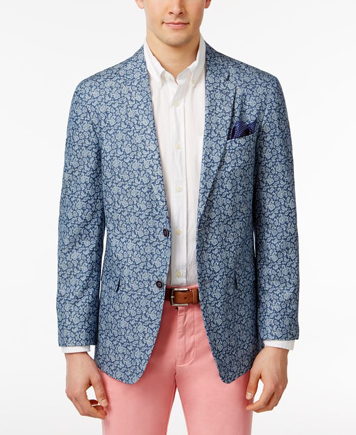 Tommy Hilfiger Men's Slim-Fit Blue Paisley Sport Coat - Macy's