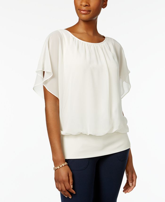 JM Collection Flutter-Sleeve Top, Created for Macy's - Macy's