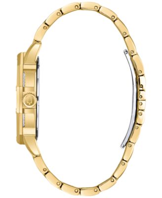 Men's Crystal Accented Gold-Tone Stainless Steel Bracelet Watch 43mm