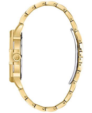 Bulova Men's Crystal Accented Gold-Tone Stainless Steel Bracelet Watch ...