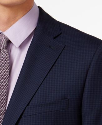 DKNY Men's Slim-Fit Dark Blue Check Sport Coat