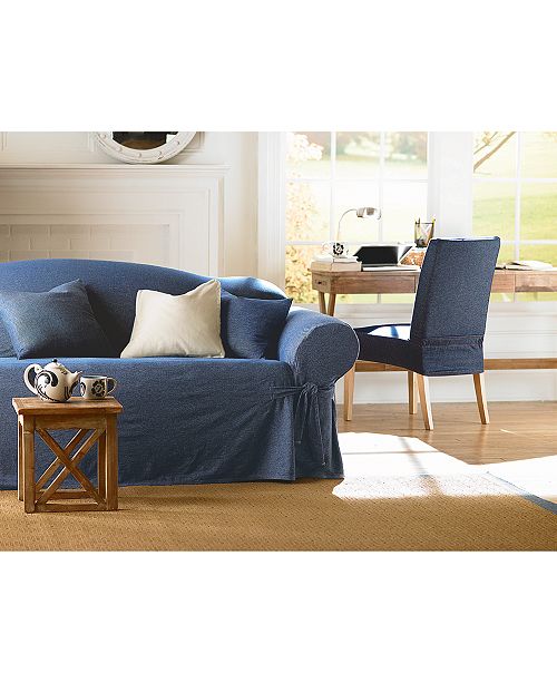 Sure Fit Authentic Denim One Piece TCushion Loveseat Slipcover