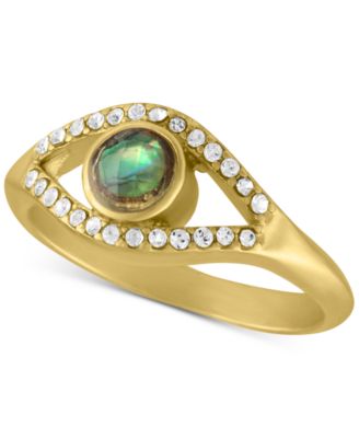 RACHEL Rachel Roy - Gold-Tone Abalone-Look and Crystal Studded Ring
