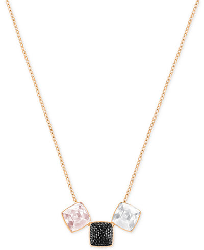 Swarovski Rose Gold-Tone Multi-Crystal Pendant Necklace