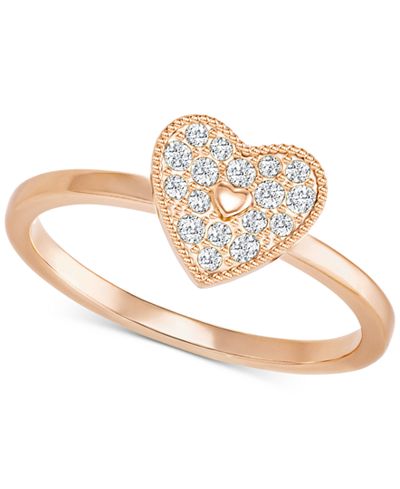 Swarovski Rose Gold-Tone Pavé Heart Ring