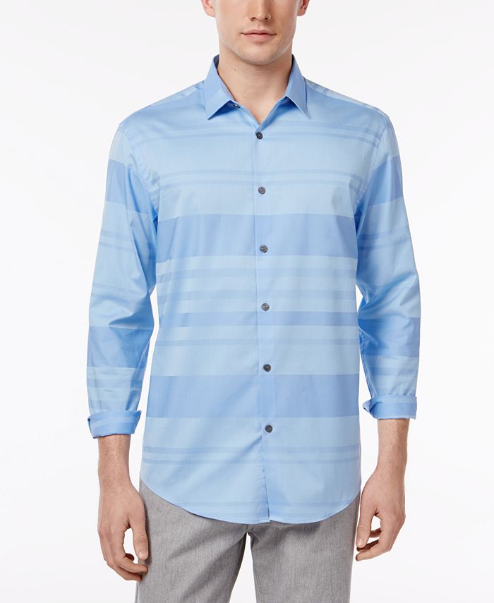 Alfani Striped Button-Down Shirt, Created for Macy's - Macy's