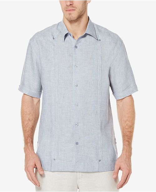 Cubavera Men's 100% Linen Textured Panel Shirt - Casual Button-Down ...