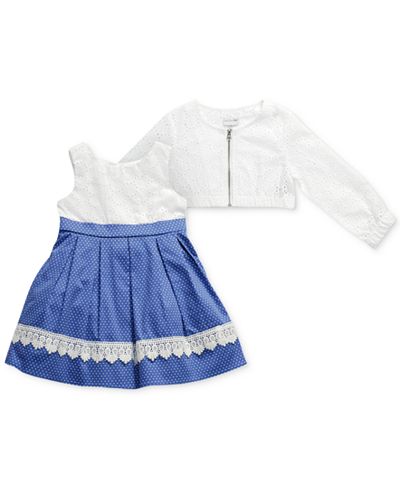 Sweet Heart Rose 2-Pc. Eyelet Dress and Jacket, Little Girls (2-6X)