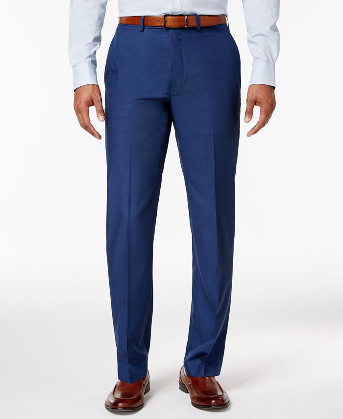 Calvin Klein Men's Slim-Fit Blue Solid Dress Pants - Macy's
