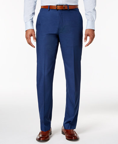Calvin Klein Men's Slim-Fit Blue Solid Dress Pants - Pants - Men - Macy's