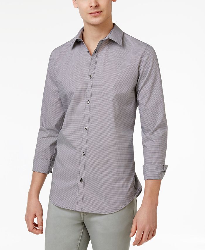Calvin Klein Men's Infinite Cool Non-Iron Micro-Checked Shirt - Macy's