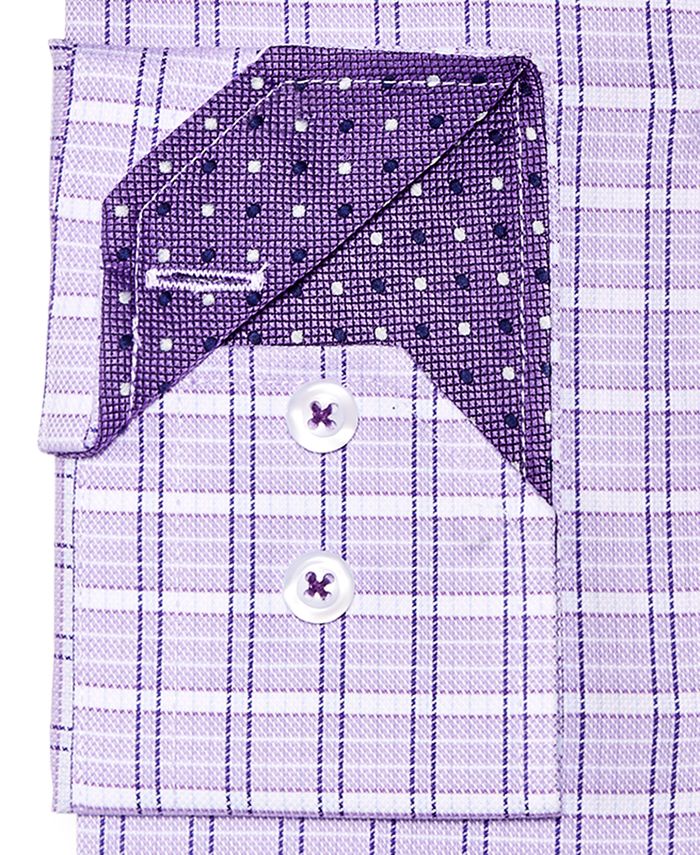 Michelsons of London Men's Slim-Fit Lilac Check Dress Shirt - Macy's