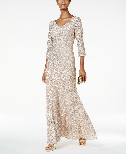 sequin floral gown