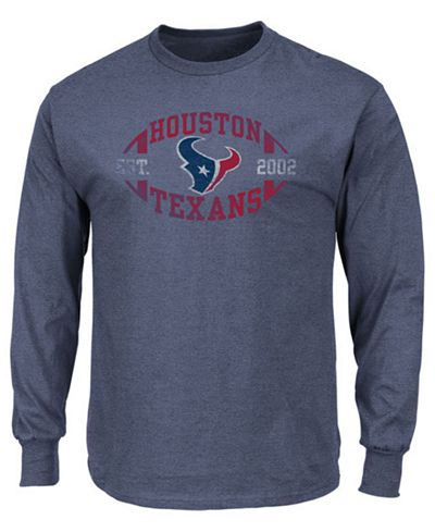 Profile Men's Houston Texans Print Logo Long Sleeve Big & Tall T-Shirt