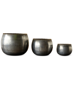 UPC 807472943480 product image for Round Metal Planters, Set of 3 | upcitemdb.com