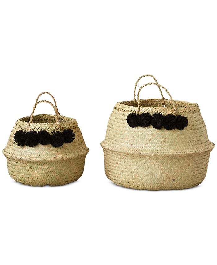 3R Studio Set of 2 Round Wicker Collapsible Baskets Macy's