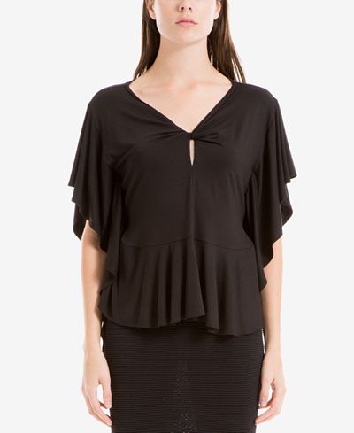 Max Studio London Keyhole Flounce Top