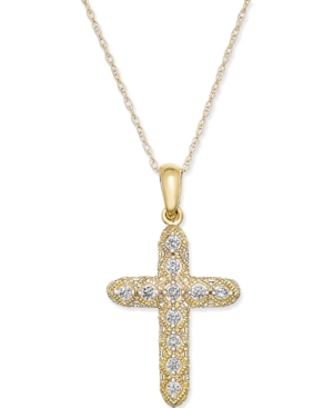 image of Diamond Cross Pendant Necklace (1/7 ct. t.w.) in 14k Gold