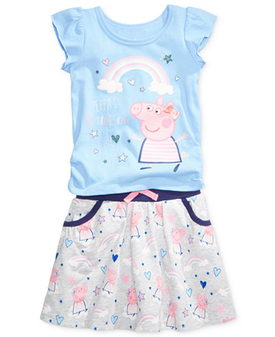 Nickelodeon's Peppa Pig 2-Pc. Rainbow T-Shirt & Skirt Set, Toddler & Little Girls (2T-6X)