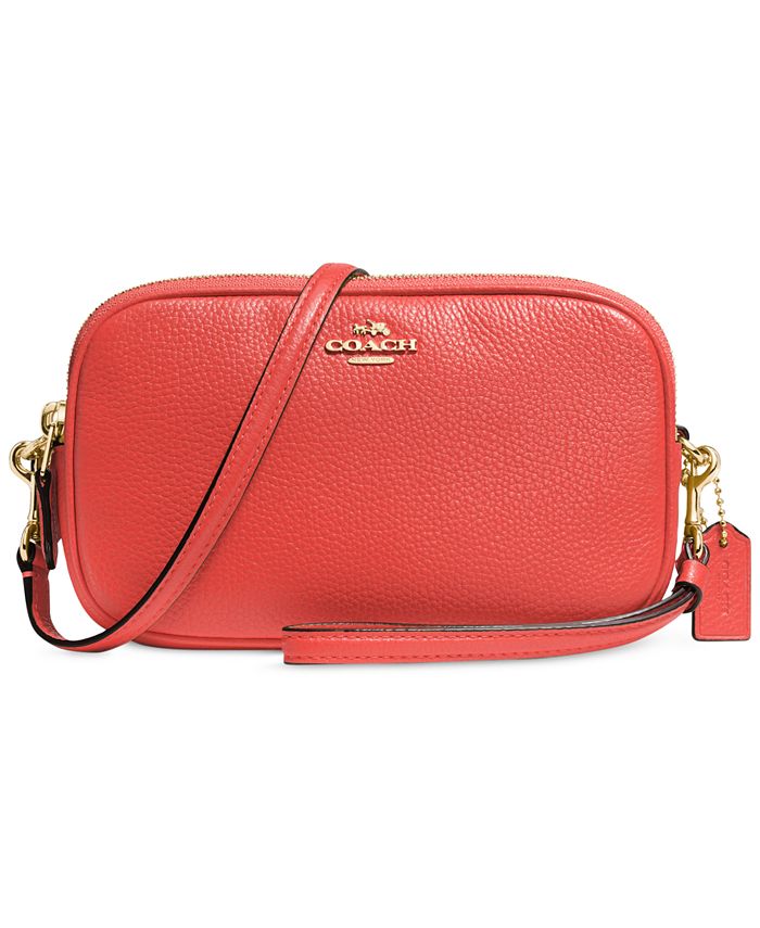 COACH Small Wristlet in Polished Pebble Leather - Macy's