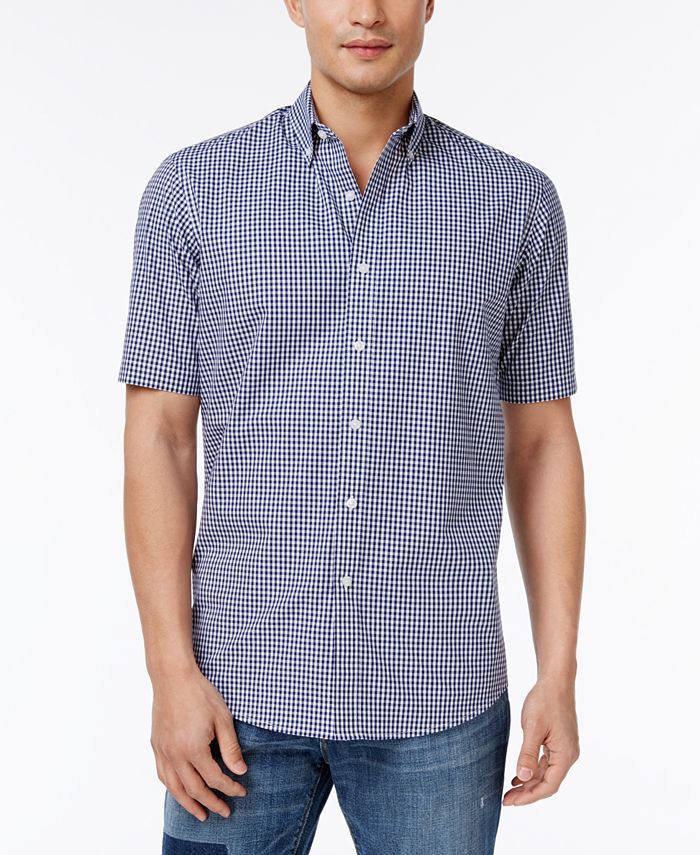 Club Room Men's Gingham Shirt, Created for Macy's & Reviews - Casual ...