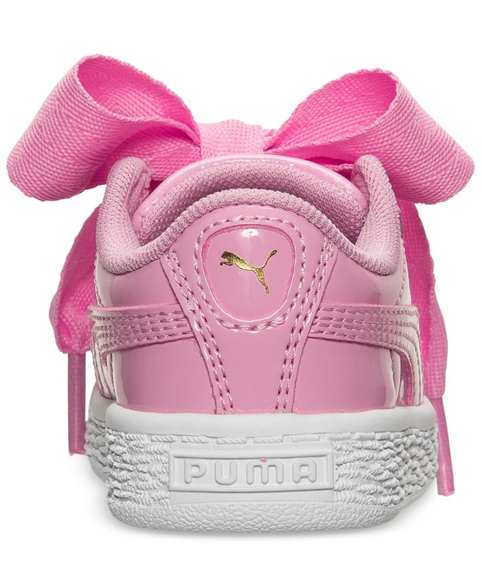 Puma Toddler Girls' Basket Heart Patent Casual Sneakers from Finish