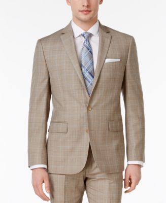 Ryan Seacrest Distinction Men's Slim-Fit Tan Plaid Jacket, Created for ...