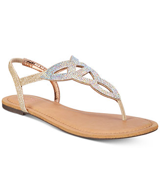 Material Girl Swirlz T-Strap Flat Sandals, Created for Macy's - Macy's