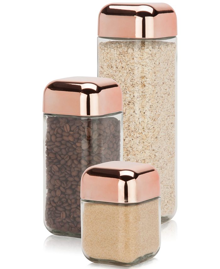 Honey Can Do - 3-Pc. Glass & Copper Cannister Set
