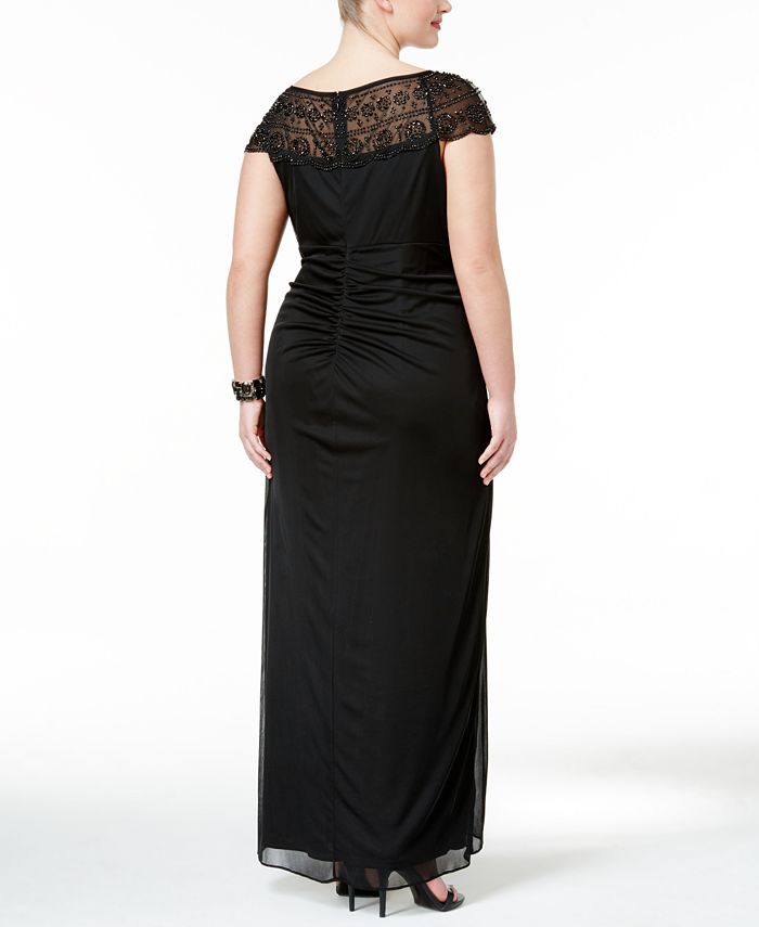 Msk embellished best sale ruched cascade gown
