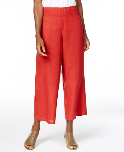 Eileen Fisher Organic Linen Cropped Wide-Leg Pants, Regular & Petite