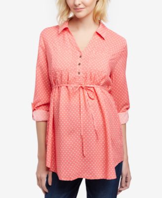 Motherhood Maternity - Maternity Dot-Print Blouse