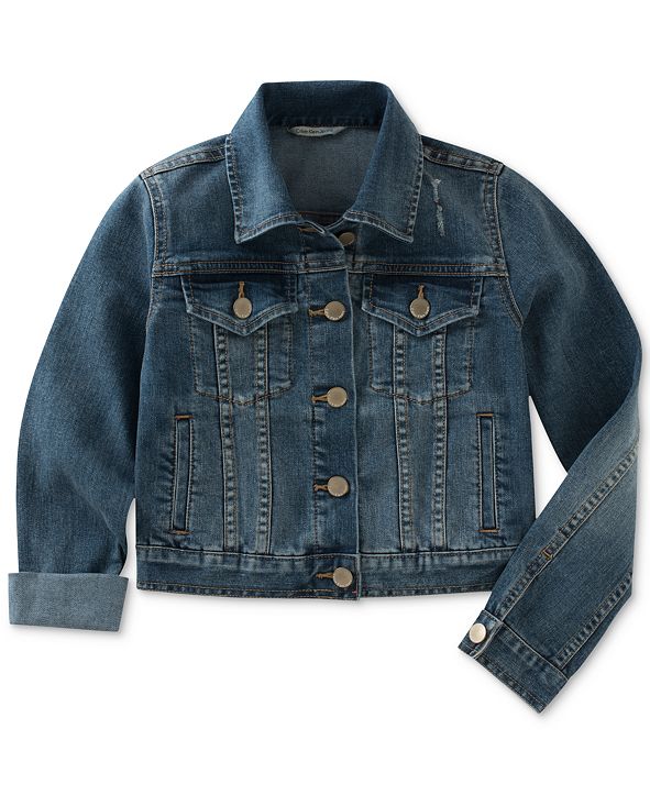 Calvin Klein Big Girls Denim Jacket & Reviews - Coats & Jackets - Kids ...