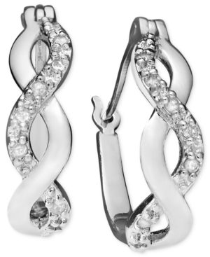 image of Diamond Infinity Hoop Extra Small Earrings in 18k Gold and Sterling Silver (1/10 ct. t.w.)
