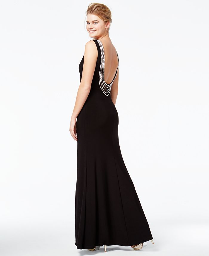 B Darlin Juniors' Embellished Low-Back Gown - Macy's