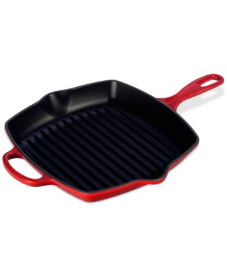 Le Creuset 10.25 Square Signature Cast Iron Grill Skillet | White