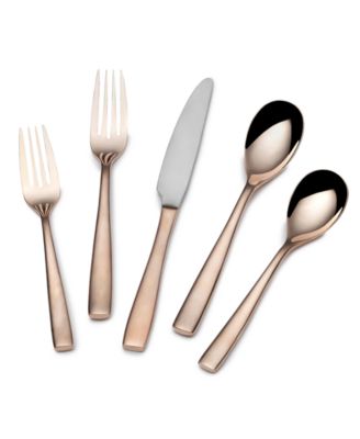 Mikasa - Delano Rose Gold-Plated 20-Piece Flatware Set