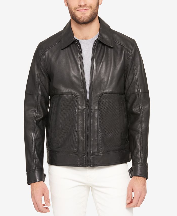 Marc New York Men's Perforated Leather Bomber Jacket - Macy's