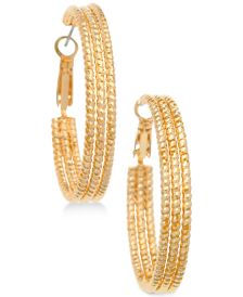 1 1/2" Textured Hoop Earrings