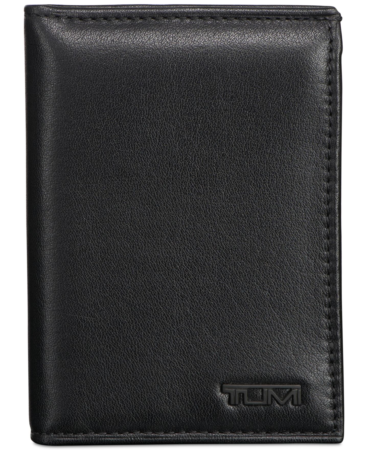 Мужские кошельки Tumi Nappa Leather L-Fold ID Passcase, цвет: Чёрный — фото 1