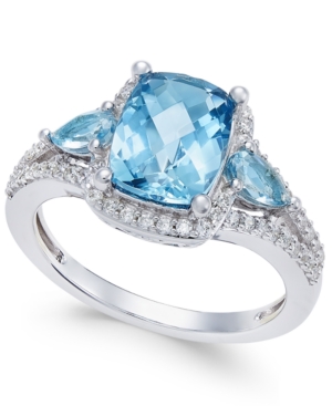 image of London Blue Topaz (2-5/8 ct. t.w.) and White Topaz (1/4 ct. t.w.) Ring in Sterling Silver