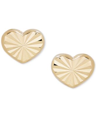 Macy's - Children's Textured Heart Stud Earrings in 14k Gold
