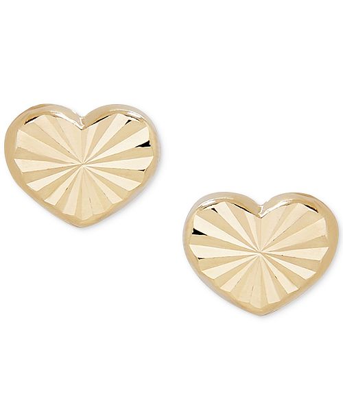 Macy's Children's Textured Heart Stud Earrings in 14k Gold & Reviews