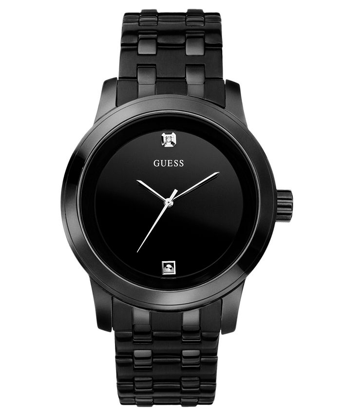 GUESS Men s Black Ion Plated Stainless Steel Bracelet Watch 38mm
