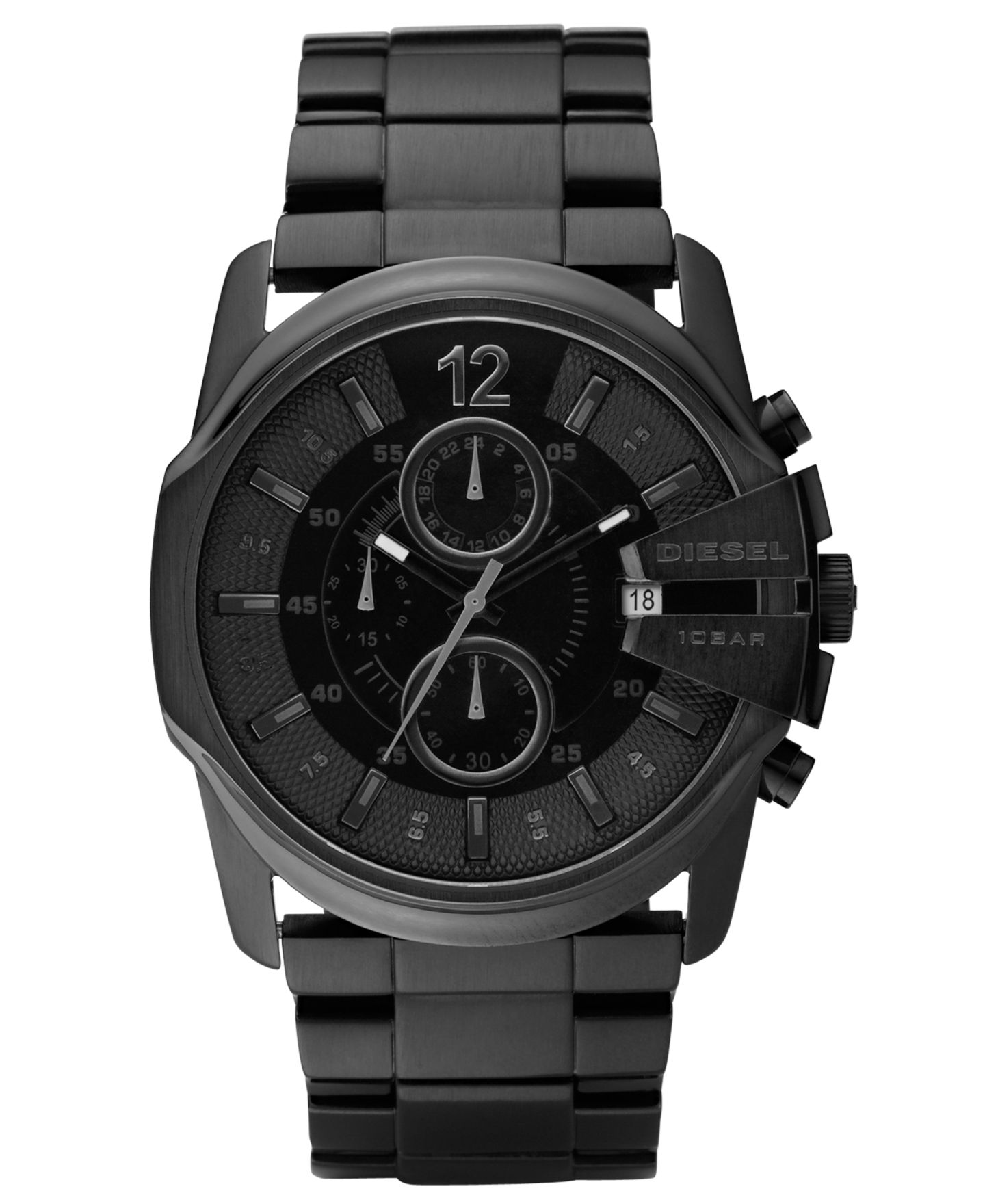 Мужские часы Diesel Chronograph Black Ion Plated Stainless Steel Bracelet Watch 49x45mm DZ4180 — фото 1