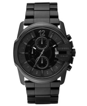Diesel Mens Chronograph Black Ion Plated Stainless Steel Bracelet Watch 49x45mm Dz4180