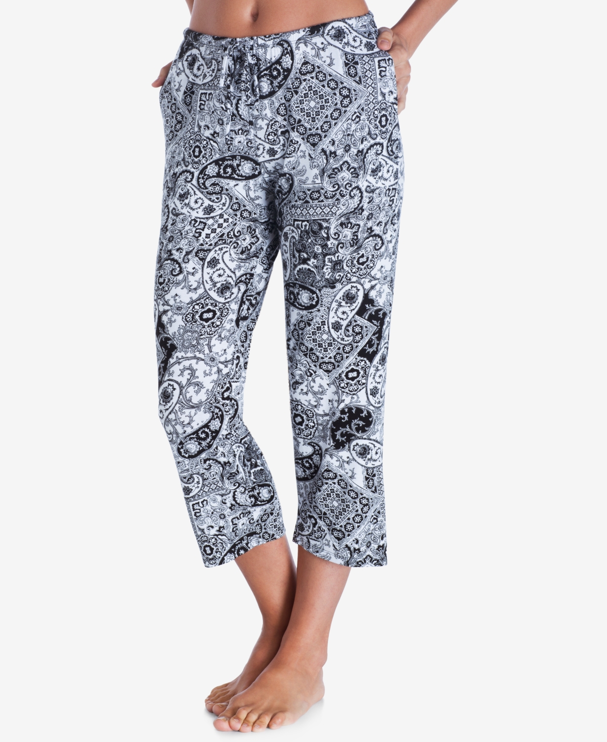 Yours to Love Capri Pajama Pants - Grey Dots